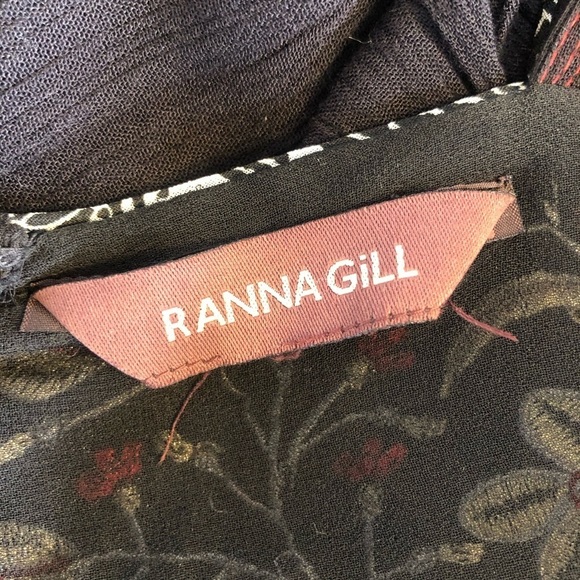 ANTHROPOLOGIE Ranna Gill Fiona Black Maxi Dress Red Floral Embroidery Ruffle Hem - Picture 9 of 15